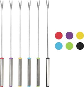 6PCS 9.5 Inch Fondue Sticks Stainless Steel Barbecue Fruit Dessert Forks with Heat Resistant Handle for Roast Meat Chocolate Dessert Cheese Marsh
